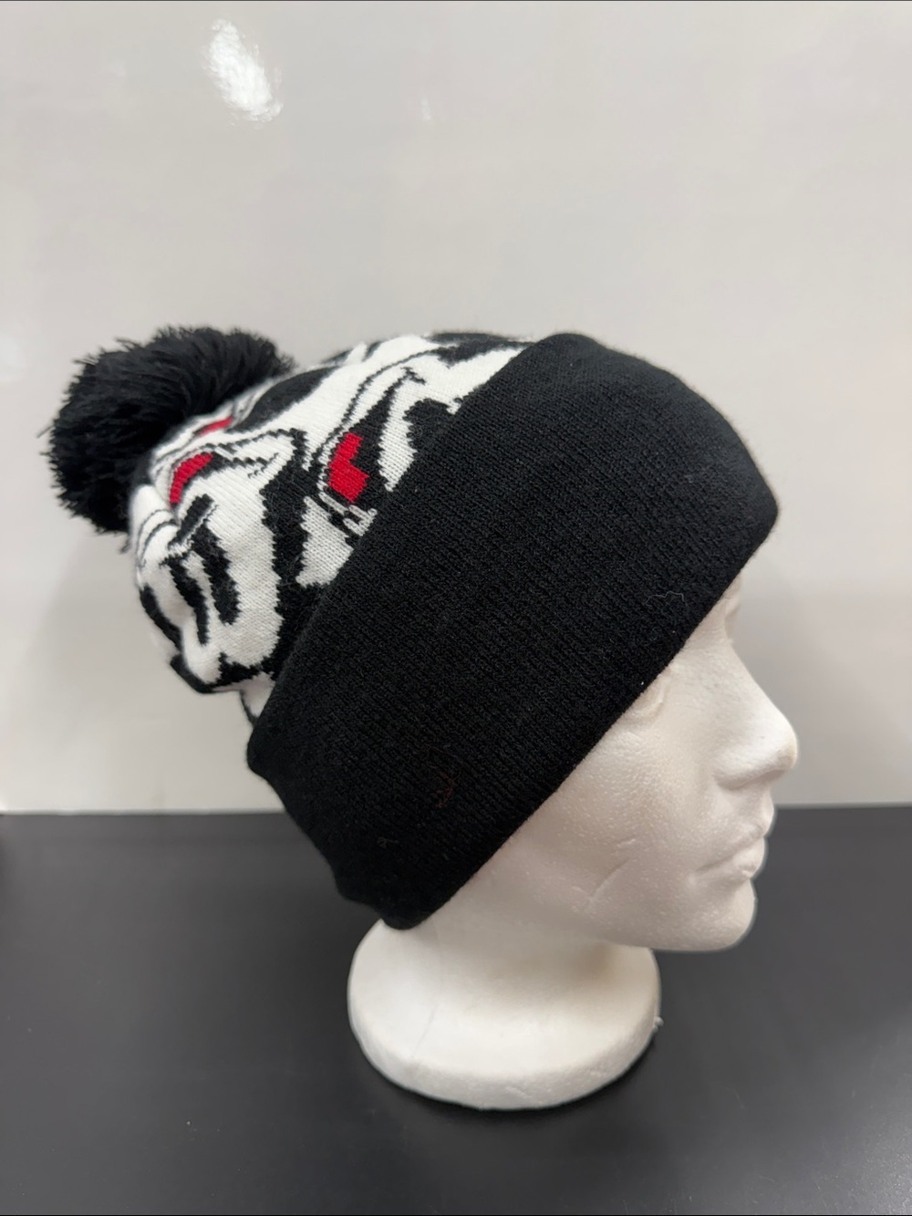 Disney H&M Black White Beanie with Red Accent Pom